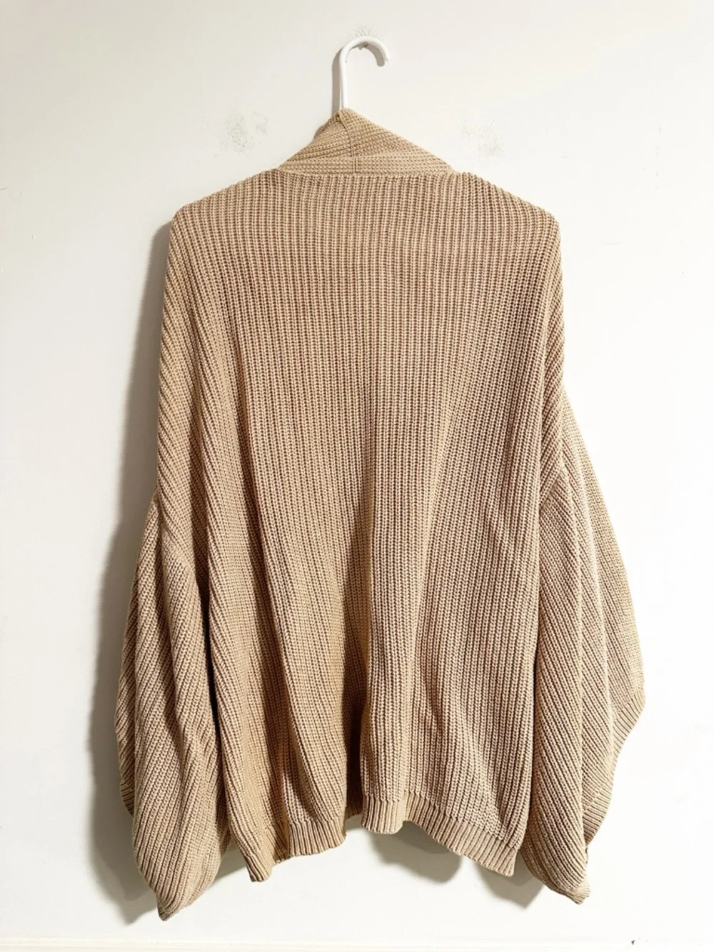MR MITTENS Chunky Knit Oversized Cardigan Sweater Beige Cotton One Size - Picture 5 of 5